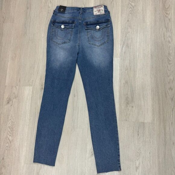True Religion Halle High Rise Super Skinny Jeans Size 27 Snap Pocket Medium Wash - Picture 3 of 4